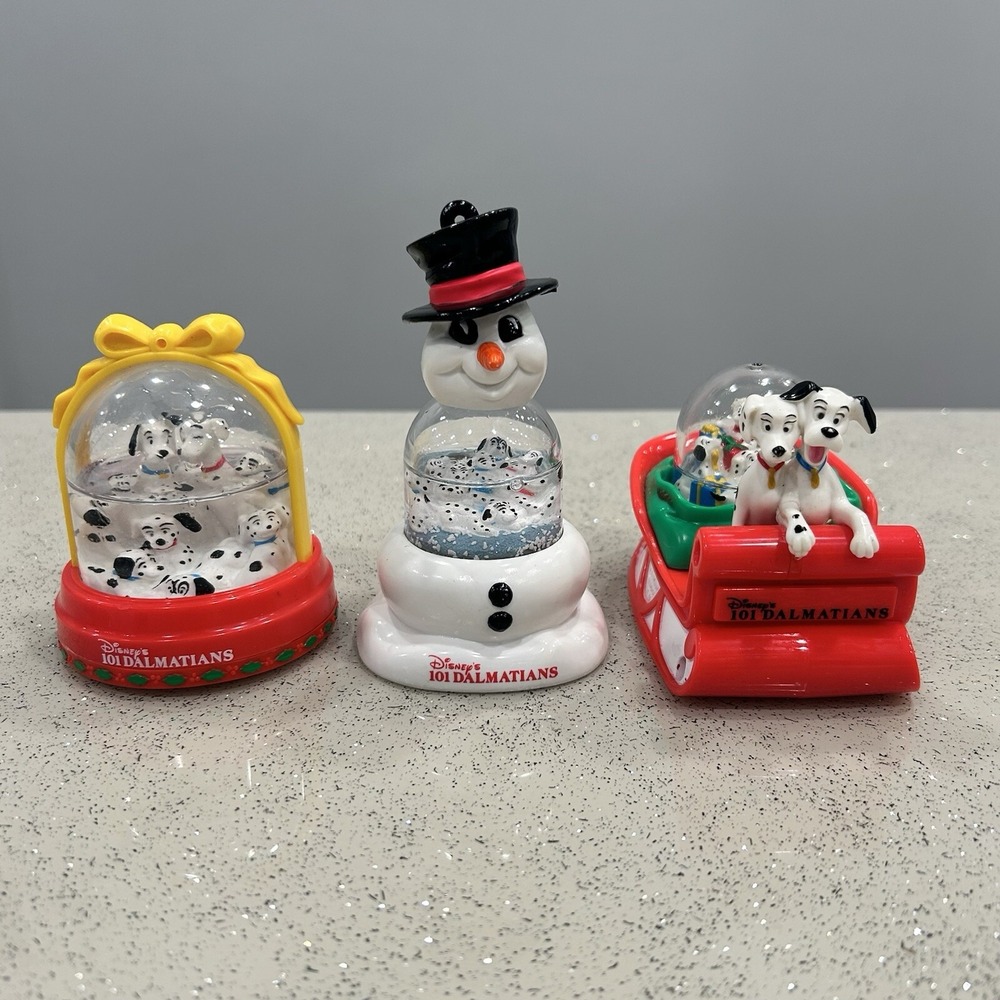 Disney‎ 101 Dalmatians Mini Snow Dome Globes  McDonald's - Lot Of 3 - 1996